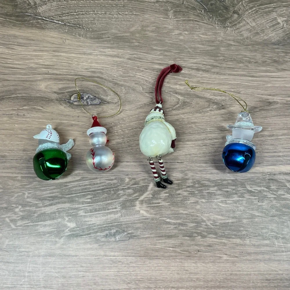 Vintage‎ Christmas Snowman Ornaments Holiday Decorations Lot of 4